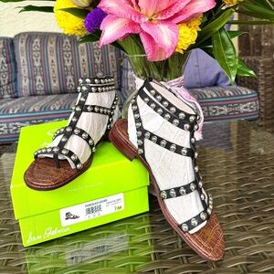NIB Sam Edelman Eavan  Gladiator Black Sandals - 7 M